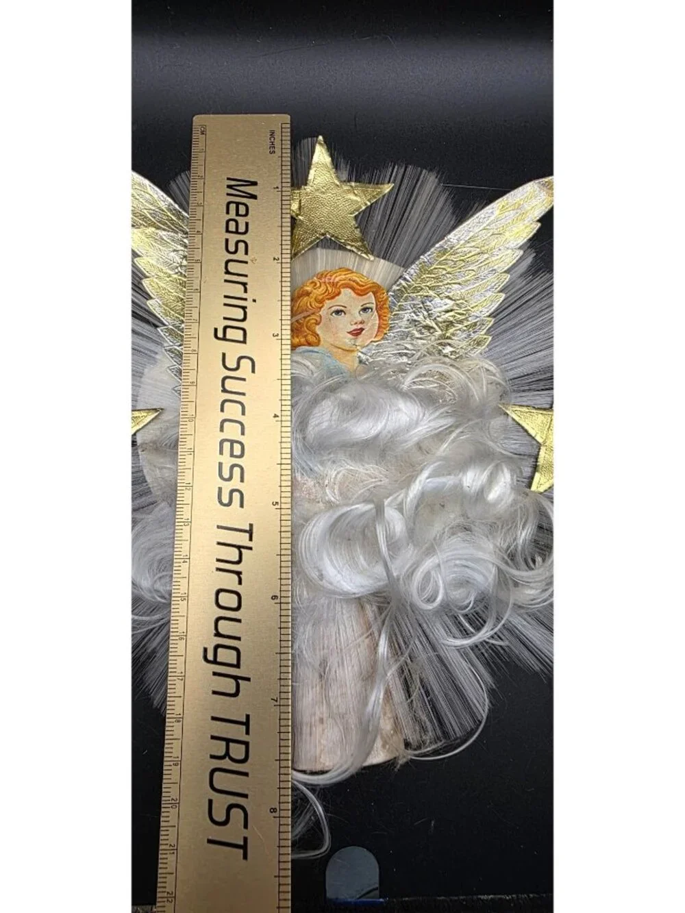 Vintage MCM Christmas Tree Topper National Tinsel Co Spun Glass Angel Hair